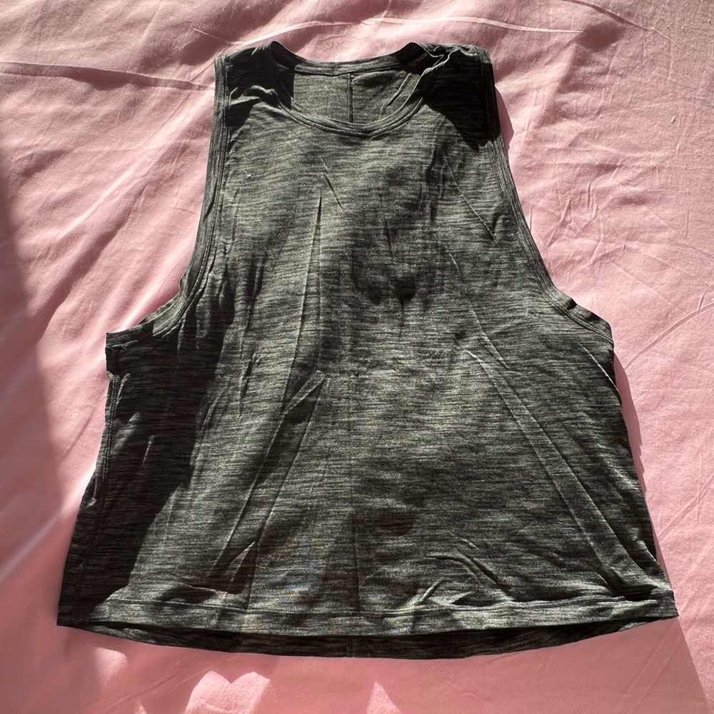 Excellent condition lululemon heathered grey muscle tank top, size 10